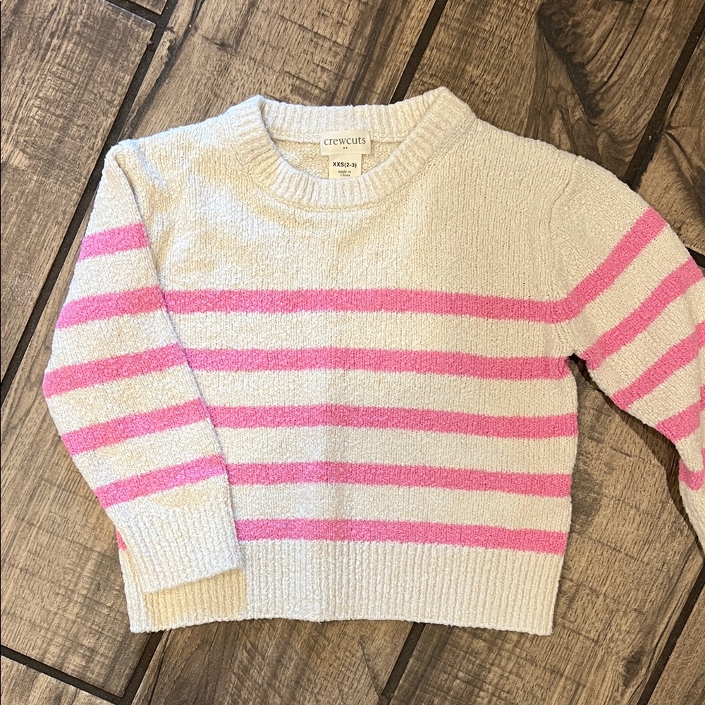 Crewcuts Cream and Pink Striped Sweater